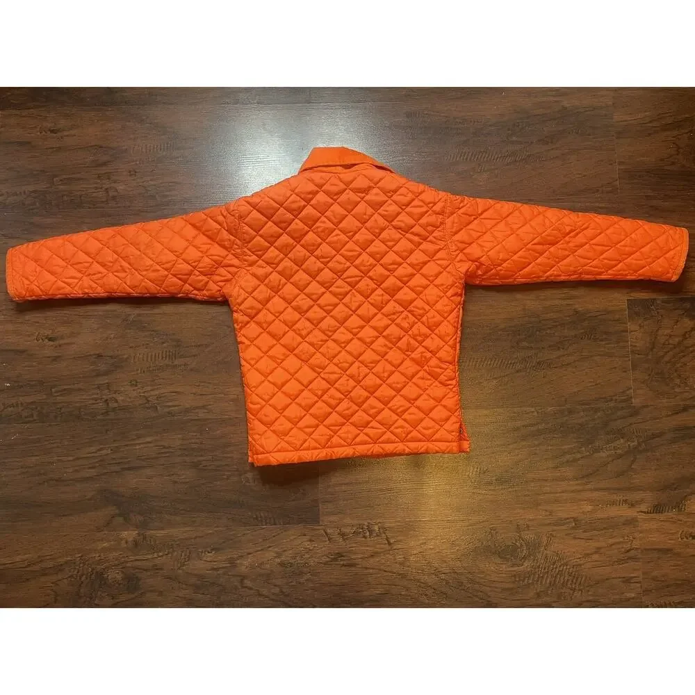 Kids Ralph Lauren Jacket Quiled Size S Winter Coat Corduroy Collar Orange Puffer